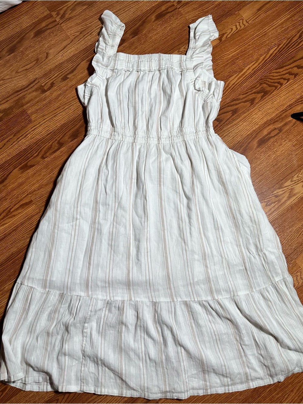 Good Hart by Matilda Jane Size Large Striped Midi Dress with Ruffle Straps